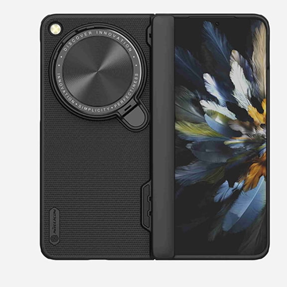 Dteck for OnePlus Open Case with Metal Kickstand Camera Lens Protection Cover, Frosted Shield Prop Kickstand Case for Oppo Find N3 Fold, Black