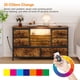 thumbnail image 5 of Cajón cómoda mesa de TV para 55-pulgada tv: long dormitorio cómoda con power outlets, adjustable LED lights, y wood top para sala de estar o entrada, 5 of 8