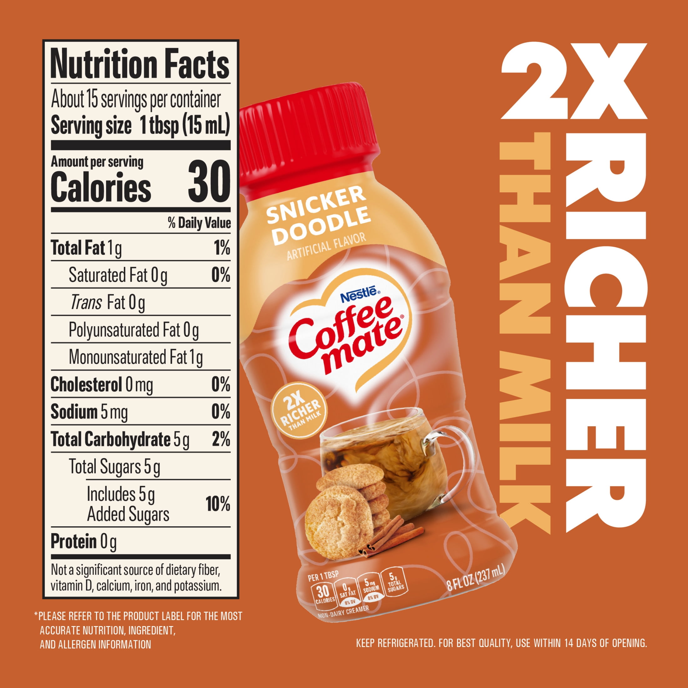 Coffee mate Snickerdoodle Flavored Coffee Creamer, Non Dairy Coffee Creamer 8 fl oz