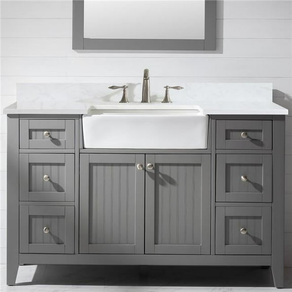 38.4 cu. ft. Burbank Bath Vanity with Carrara Marble Vanity Top & White Basin, Gray