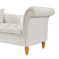 thumbnail image 7 of 70.86inch Velvet Loveseat with Storage and 2 Pillows, Comfy Small Sofa Couch with Button and Nailheads Decor, Classic Storage Sofa with Rolled Arms for Living Room, Bedroom, Office, Beige, 7 of 7