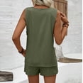 thumbnail image 6 of tarylea Cotton Linen 2 Piece Outfits for Women Sleeveless Side Slit Button down Tank Tops Elastic Waist Shorts Casual Summer Trendy Cute Sets, 6 of 9