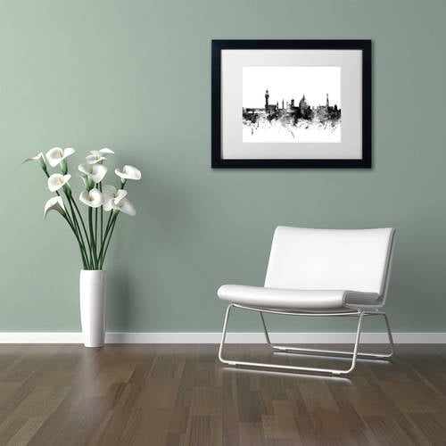 Trademark Fine Art "Florence Italy Skyline B&W" Canvas Art by Michael Tompsett, White Matte, Black Frame