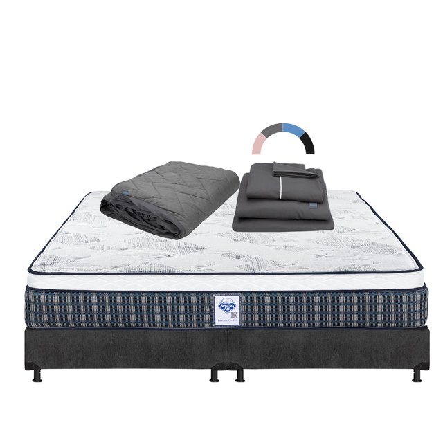 Colchón King Size Spring Air Cardona + Box + Protector Lux + Sábanas Royal