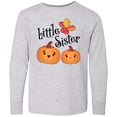 thumbnail image 3 of Inktastic Little Sister Pumpkins with Fall Leaves Long Sleeve Youth T-Shirt, 3 of 5