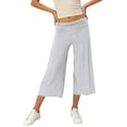 thumbnail image 2 of IYYVV Fold Over Capri Pants for Women Low Rise Wide Leg Yoga Capris Summer Cute Going Out Flowy Gaucho Pants Streetwear White 3XL, 2 of 5