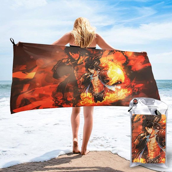 Oversized Super Absorbent Bath Towel Quick Dry Beach Towels Anime One Piece Ace Fashion Beach Microfiber Towel for Women Men Adults Camping,Travel,Sports,Beach,Swimming
