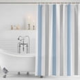 thumbnail image 4 of Light Blue Grey Stripe Waterproof Fabric Shower Curtain,Modern Farmhouse Vertical Striped Waterproof Fabric Shower Curtain for Bathroom Curtains Bathtubs Shower Curtains with 12 Hooks Standard 72x72, 4 of 8