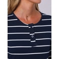 thumbnail image 5 of INSPIRE CHIC Women's Nightshirt Stripped Half Sleeve Button Up Short Nightgown Shirt Dress L Navy, 5 of 6