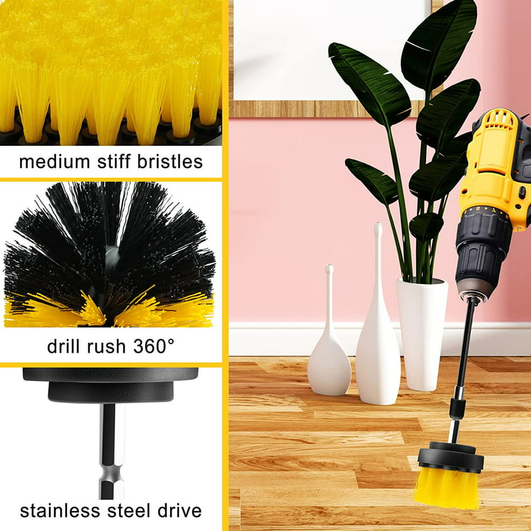 4Pcs Car Wheel Tire Rim Power Scrub Wash Cleaning Brush Drill Kit for Tile  Grout