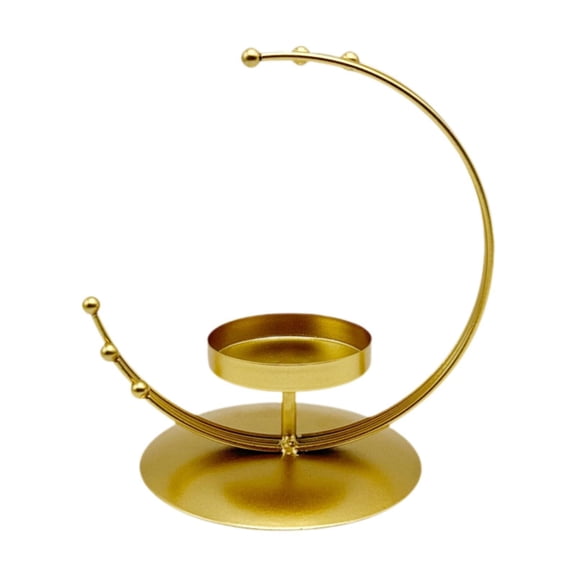 Esquirla Curved Moon Candle Holder Centerpiece Art Craft Candle Stand Home Decor Iron Candlestick for Dining Table Wedding Reception Golden