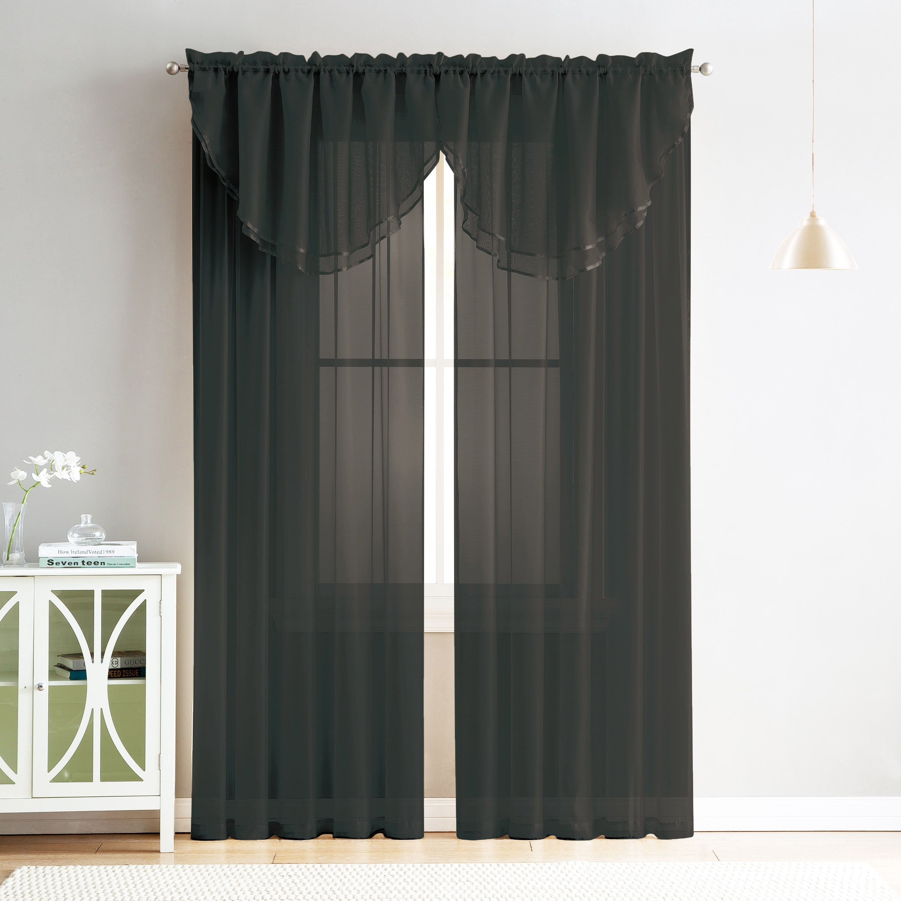 4 Piece Sheer Window Curtain Set for Living Room, Dining Room, Bay ...