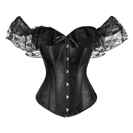 Youmylove Womens Summer Corset Tops Womens Vintage Off Shoulder Corset Bustier Lace Up Boned Overbust Corset Bustier Lingerie Bodyshaper Shaping Underwear
