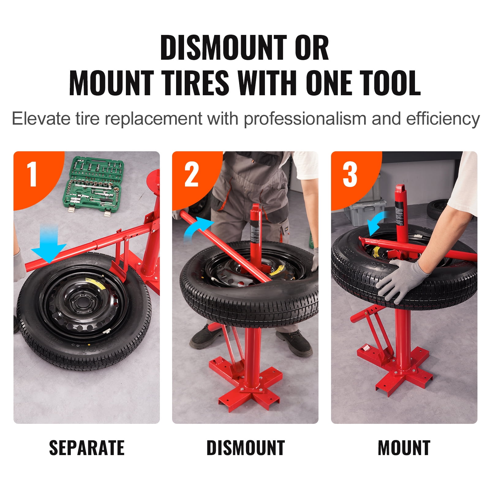 KFFKFF Manual Tire Changer Bead Breaker Tool Portable Fits Car Truck Motorcycle