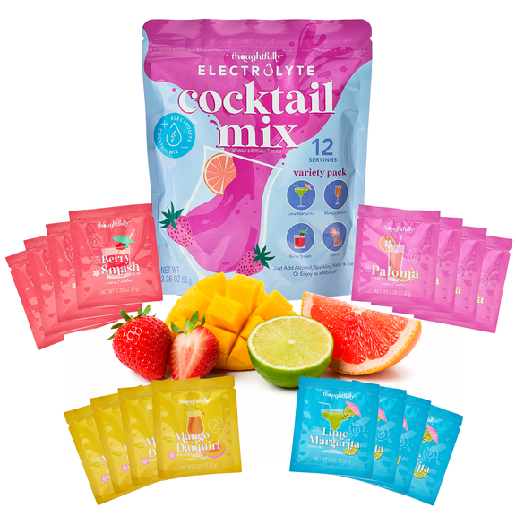 Thoughtfully Electrolyte Cocktail Powder Mix Variety Pack, 12 Single Serve Drink Mix Packets, Low Calorie Hydration Mix for Cocktails & Mocktails