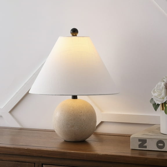 JONATHAN Y Liza 16" Modern Minimalist Travertine Globe LED Table Lamp, Beige, JYL1151A
