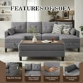 thumbnail image 5 of Pingliang Home 101" Convertible Sectional Sofa with Ottoman Coffee Table,U Shaped 4 Seat Sofa Couch with Storage Pockets,Modern Linen Sofa Bed with 3 Ottoman for Living Room Apartment Office Studio, 5 of 12