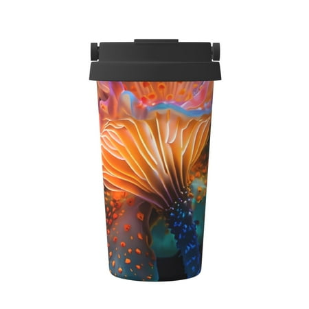 

Fuzoiu Bioluminescent Underwater Flower Print Stainless Steel Travel Mug Vacuum Insulated Coffee Travel Mug Reusable Coffee Cup for Hot and Cold