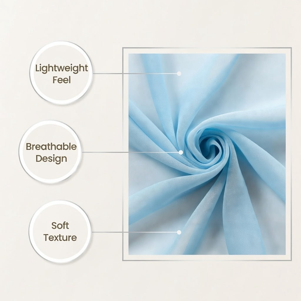 Sedona Designz 120 Inches Wide Sheer Voile Chiffon Fabric for Events - Baby Blue