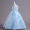 thumbnail image 4 of Wioihee Kids Dress Girls Sleeveless Princess Dress Bow Tie Lace Flowers Mesh Dress Tufted Dress Sky Blue 7-8 Years, 4 of 9