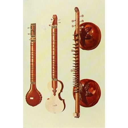 Musical Instruments 1921 Sitars & Vina Canvas Art - William Gibb (18 x 24)