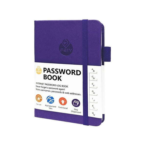Password Keeper Book with Alphabetical Tabs, Small Password Books for Seniors, Password Notebook for Internet Website Address Log in Detail, Password Logbook to Help You Stay Organized - Purple