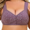 thumbnail image 2 of Plus Size Women's Front Closure Bras - Floral Comfort Breathable U-Back Design Brs with Wide Adjustable Straps, No Underwire & No Padding One-Piece Everyday Bras, XL-7XL, 2 of 8
