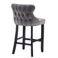 thumbnail image 4 of Velvet Upholstered Dining Bar Chairs Counter Height Barstools Wood Legs with Button Tufted Nailed Trim for Home Bar Dining Room Kitchen(Gray,Set of 6), 4 of 9