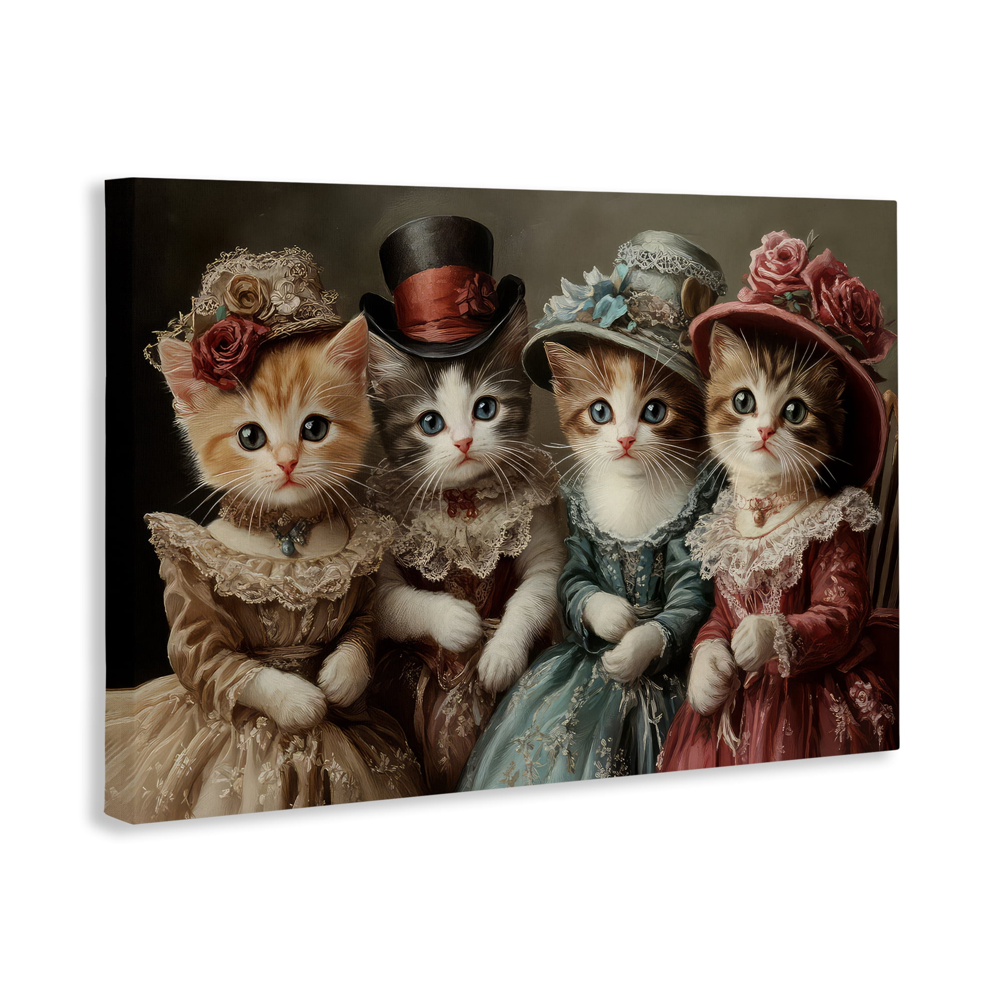 Stupell Industries Vintage Dress Kittens Canvas Wall Art, design by The Wands Want
