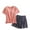 Orange, variant on Keeplus Comfy Outfits for Women Pj Plus Size 2 Piece Solid Color Pajama Sets Loose Oversized Sleepwear Short Sleeve Button down Shirts Shorts Casual Loungewear