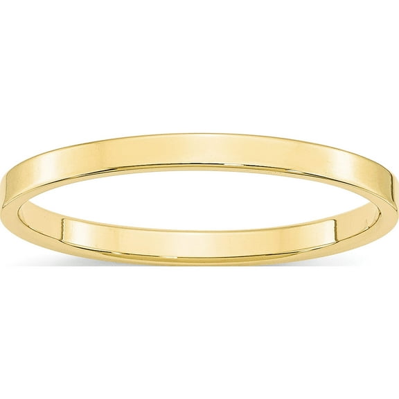 Jewelry by Sweet Pea 10K Yellow Gold 2mm Lightweight Flat Wedding Band Size 4