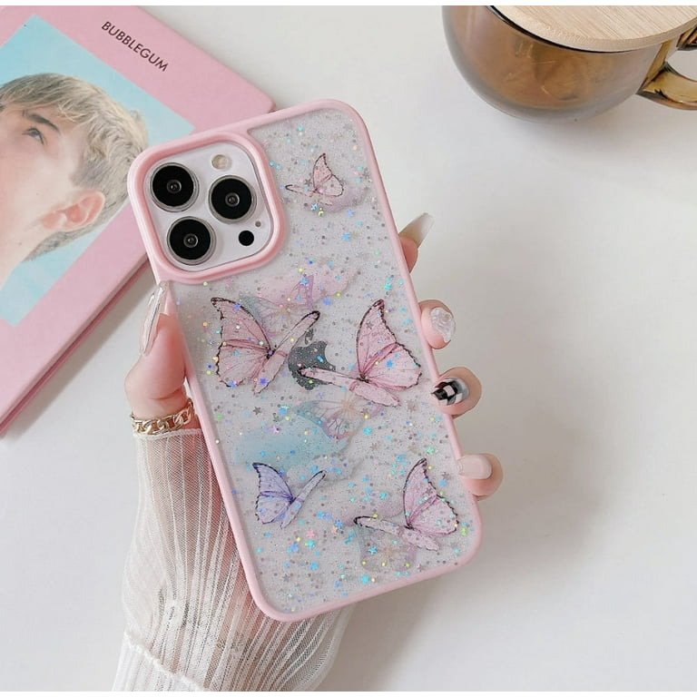 iPhone 12 Pro Max Case Cute Glitter Butterfly Print iPhone 12 Pro