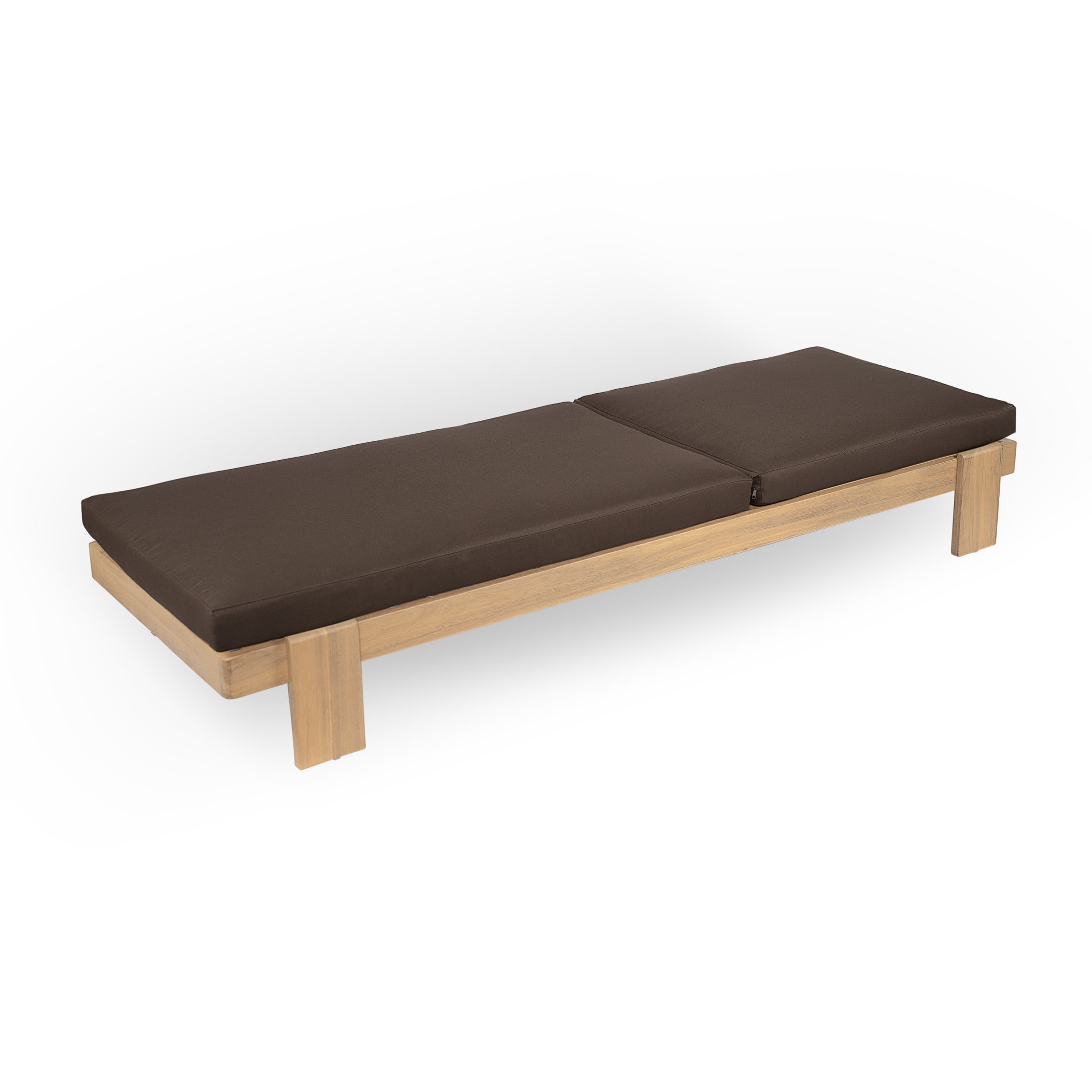 Christopher Knight Home Coastal Outdoor Chaise Lounge with Cushion, Solid Wood Frame, Coffee