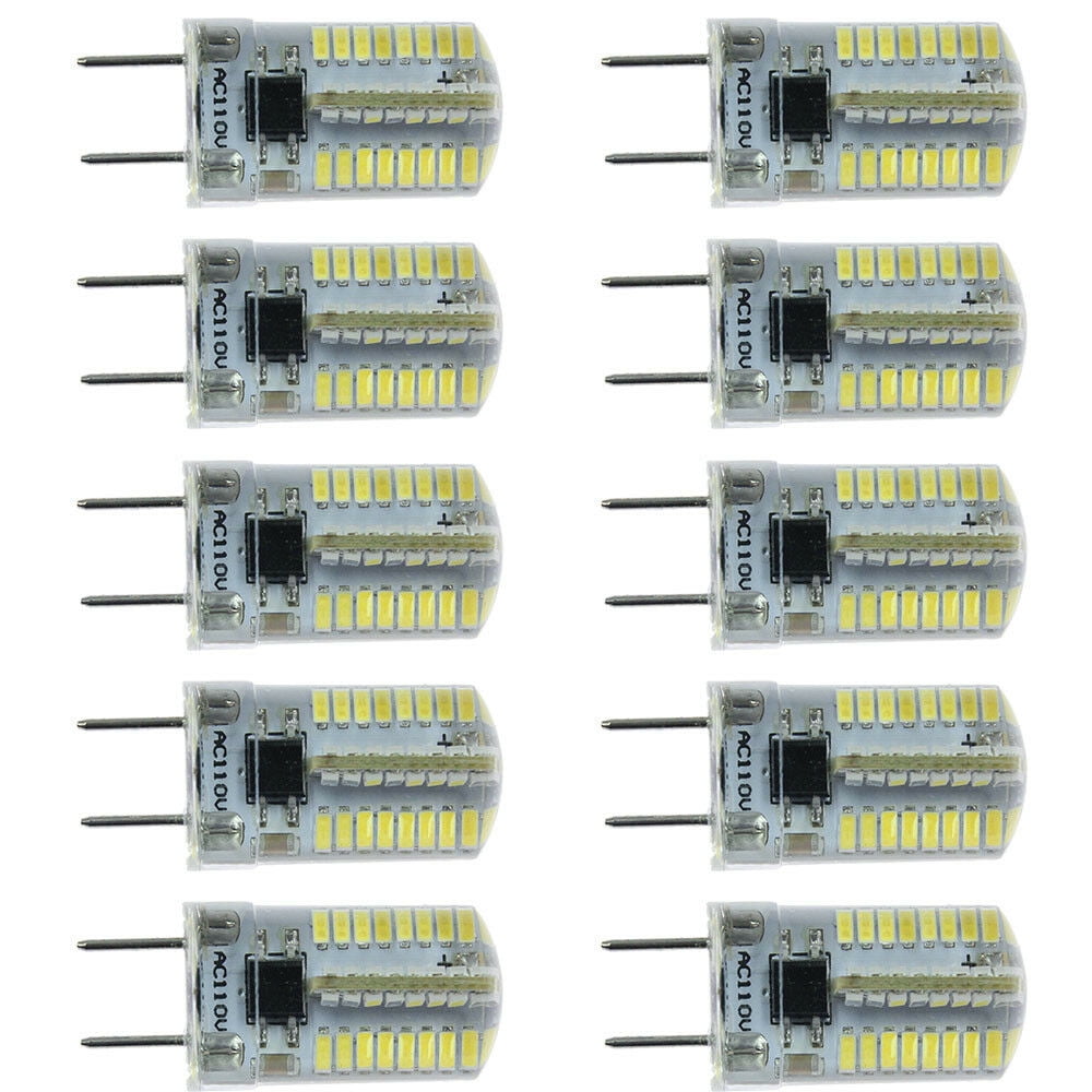 10pcs G8 Bi-Pin T5 64 3014 SMD LED Light Bulb Dimmable Lamp White 6500K/120V 