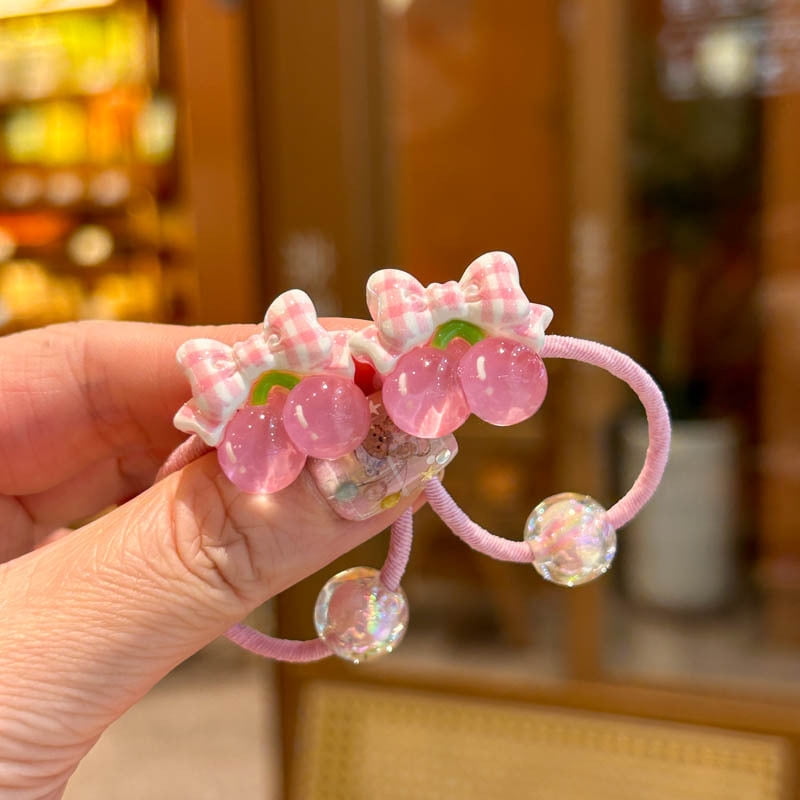 2PCS Transparent Cherry Bunny Elastic Hair Bands for Girls Children's Hair Accessories Baby Headwear Hair Ties