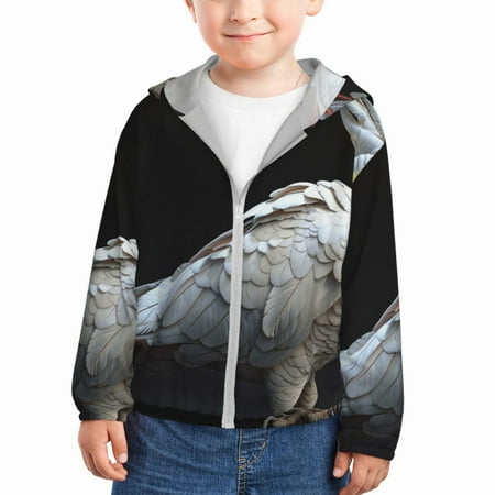 

Qekee White Red Cockatoo Print UPF 50+ Kids Sun-Protective Hooded Long Sleeve Rash Guard for Fishing Water Beach Sports -2 Years