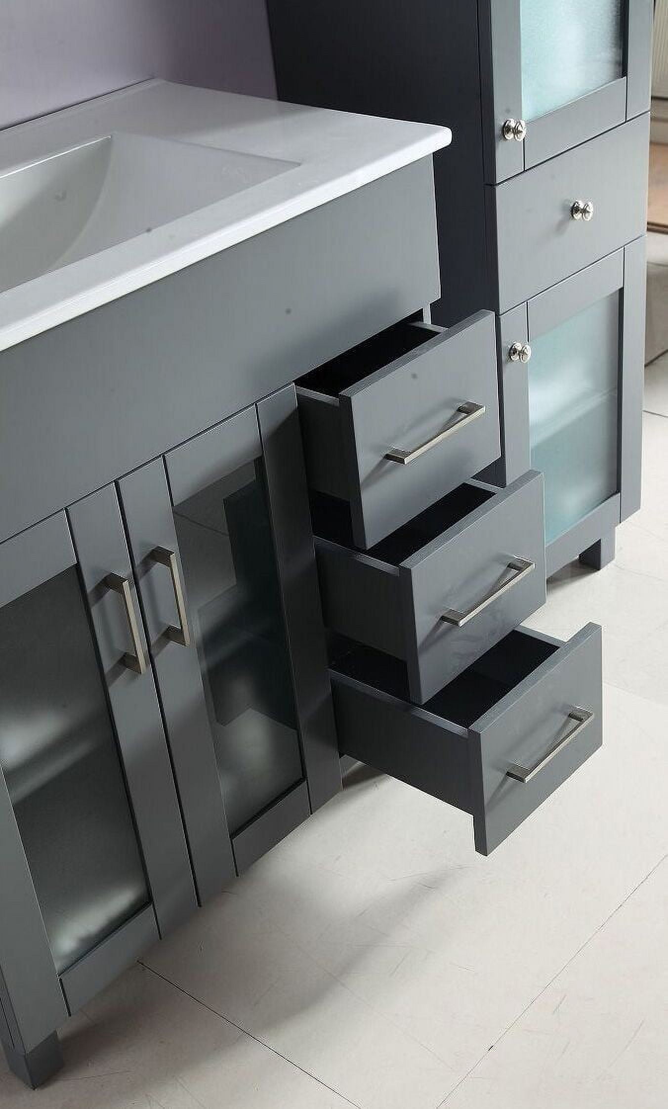 32 Inch Single Sink Bathroom Vanity Grey Cabinet With Ceramic Basin Countertop - Laviva