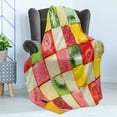 thumbnail image 4 of Fruit Soft Flannel Fleece Throw Blanket, Food Concept Photo with Square Sliced Banana Kiwi Strawberry Grapefruit Watermelon, Cozy Plush for Indoor and Outdoor Use, 60" x 80", Multicolor, by Ambesonne, 4 of 5