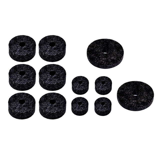 Ruiboury 12Pcs Cymbal Felt Washer Hi Hat Replacement Felts Sleeves Accessories black