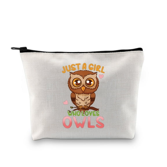 LEVLO Funny Owl Cosmetic Bag Animal Lover Gift Just A Girl Who Loves Owls Makeup Zipper Pouch Bag Owl Lover Gift For Women Girls