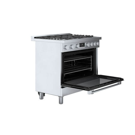 Bosch - 800 Series 3.5 cu. ft. Freestanding Gas Convection Range with 6 Dual Flame Ring Burners - Stainless steel