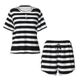 thumbnail image 4 of Naloa Black And White Stripes Women's Short-Sleeved Pajama Set, Loungewear, Summer pajamas, Breathable Cozy - 3X-Large, 4 of 9