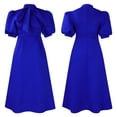 thumbnail image 2 of Dress For Women,Women's Bow Tie Neck Casual Midi Dress Loose Solid Shift Dress, 2 of 8