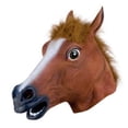 thumbnail image 4 of Máscara de cabeza de animal, tocado de animal para disfraces, espectáculos de Halloween Caballo marrón, 4 of 8