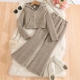 thumbnail image 2 of XEGLSBU Toddler Thanksgiving Outfit Girl 2T Girls Ribbed Knit Hooded Zipper Top And Flare Pants Outfit Long Sleeve Tracksuit For Autumn Winter Casual 2pcs Loungewear Comfy Outfits Grey Size 7-8 Years, 2 of 9