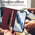 thumbnail image 4 of Magnetic Phone Case For iPhone 16 Pro Max 6.9-inch with RFID Blocking,Magnetic Closure,Card Slots,Cash Slot,Kickstand,Shockproof Flip Folio Protective Phone Case,Red,For iPhone 16 Pro Max, 4 of 10