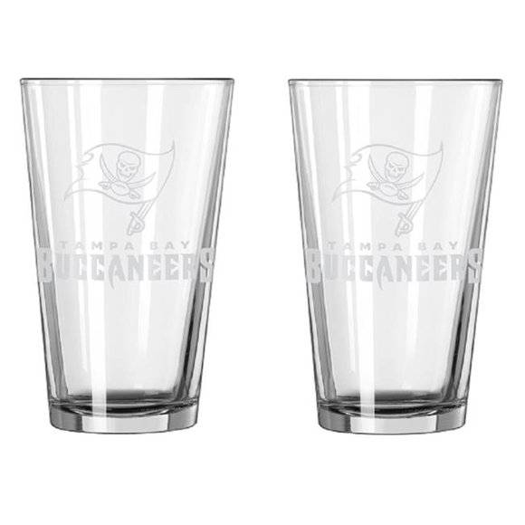 Caseys 629397197 Tampa Bay Buccaneers Pint Frost Design Glass Set - 2 Piece