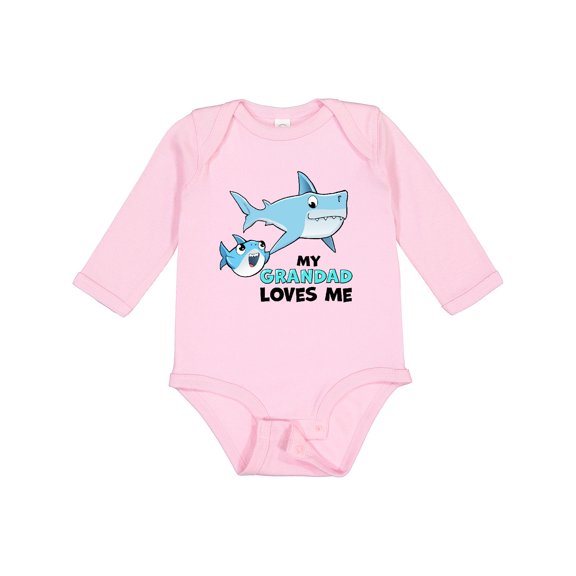 Inktastic My Grandad Loves Me with Cute Sharks Boys or Girls Long Sleeve Baby Bodysuit