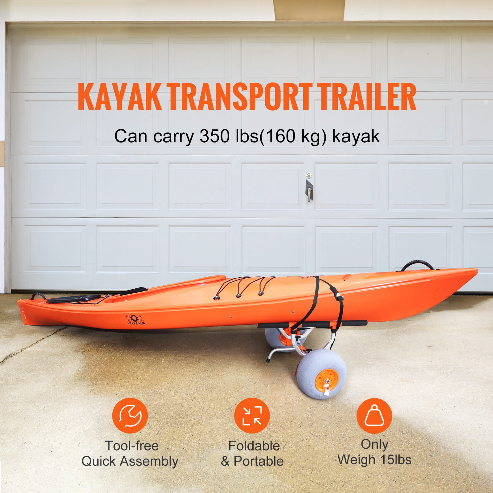 SKYSHALO Adjustable Kayak Cart Canoe Carrier 350lb, 12"