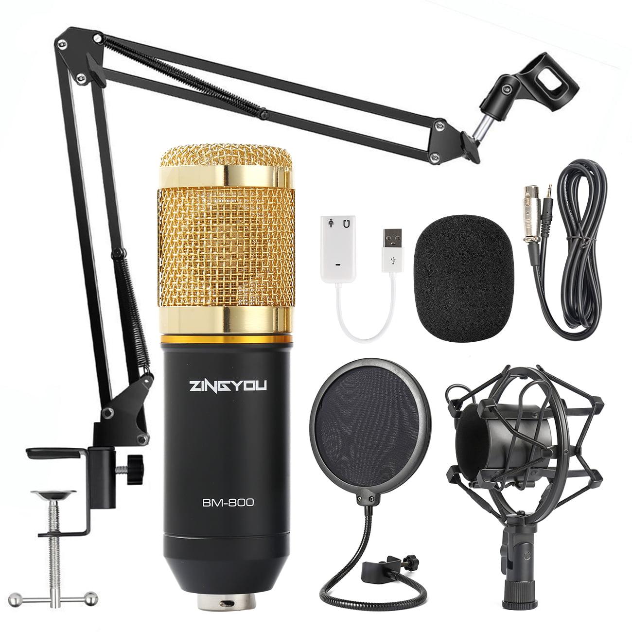 ZINGYOU BM800 Condenser Microphone Bundle Mic Kit for Studio